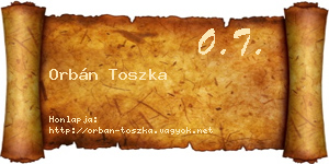 Orbán Toszka névjegykártya